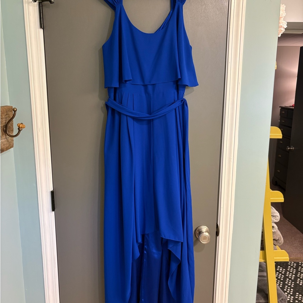 Badgley Mischka Royal Blue High Low Dress